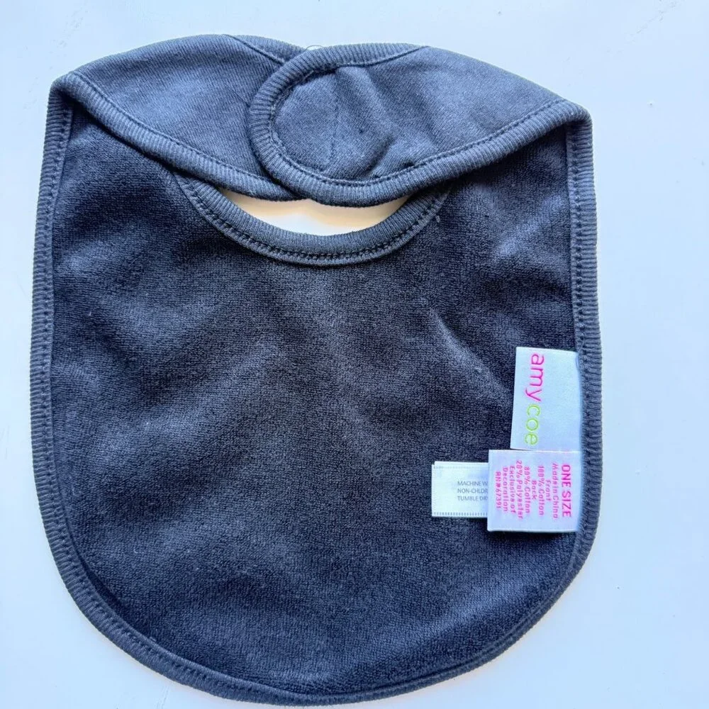 Amy Coe Baby Bib One Size Black Pink/Silver Tiara Embroidery Cotton Blend